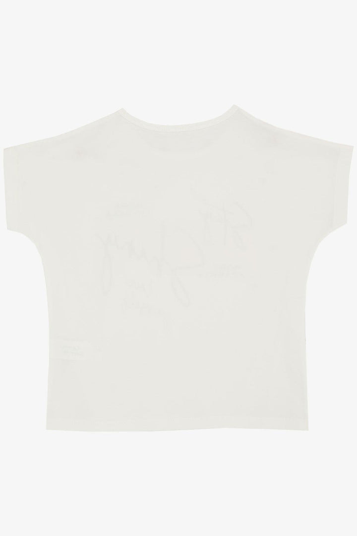 BRE Breeze Girl's T-shirt with Sparkle Theme Print 106 Years, Beige - La Seyne-sur-Mer