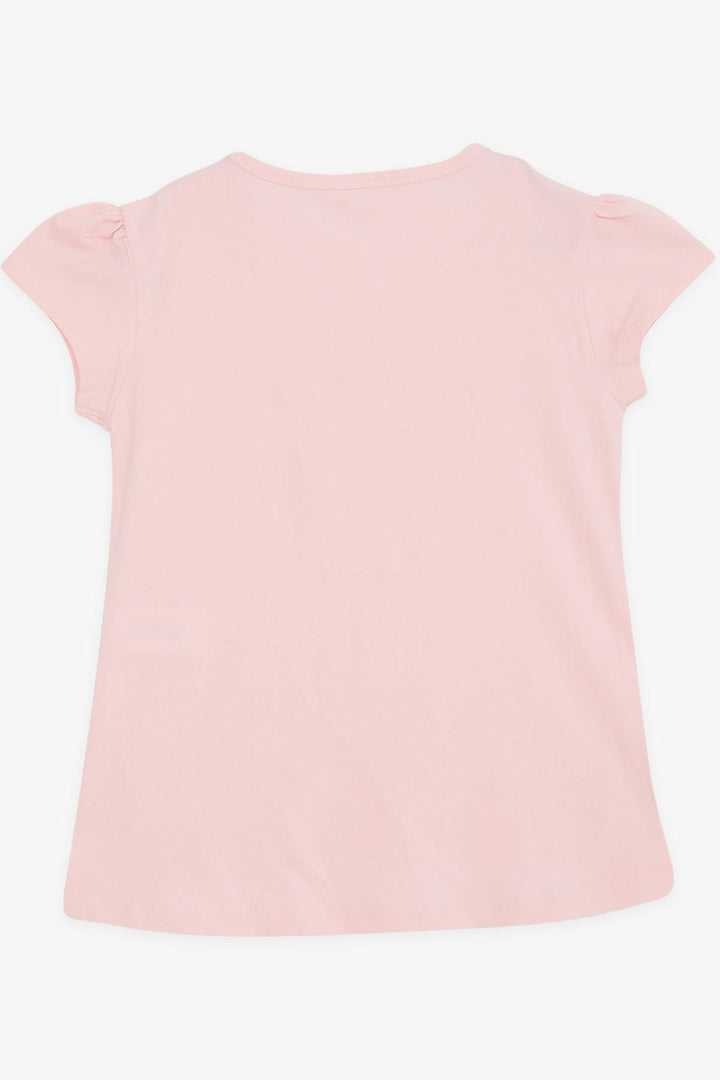 BRE Breeze Girl's T-shirt with Heart Flower Embroidery, 4-8 Years, Pink - Banbury