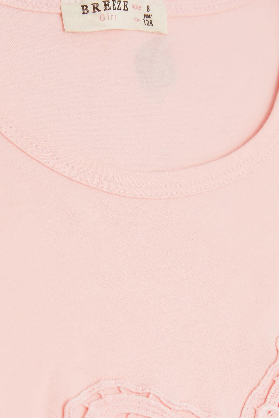 BRE Breeze Girl's T-shirt with Heart Flower Embroidery, 4-8 Years, Pink - Banbury
