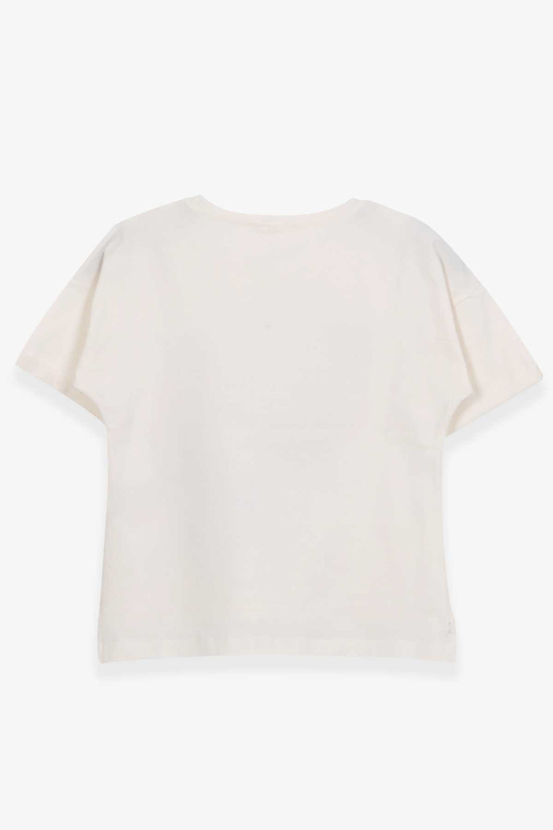 BRE Breeze Girl's T-shirt with Heart-shaped Glitter Print, 96 Years, Ecru - Billings