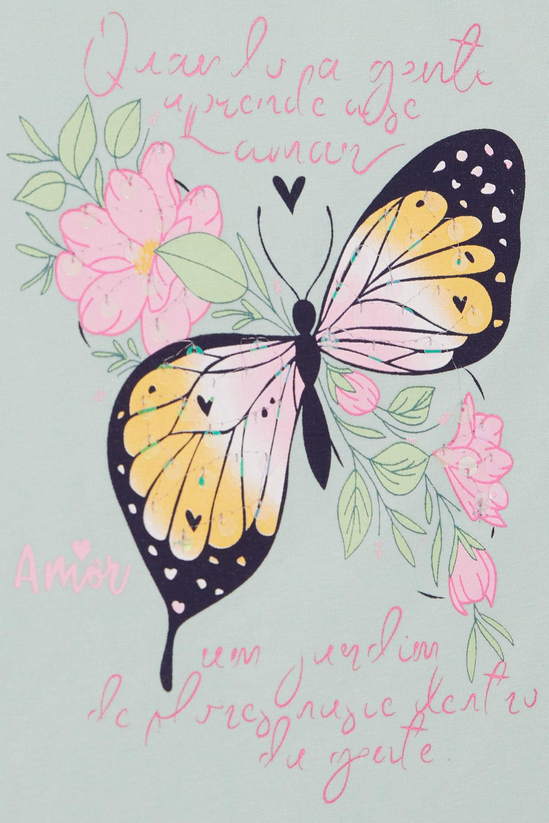 BRE Breeze Girl's T-shirt Butterfly Printed 106 Years, Aqua Green - Göppingen