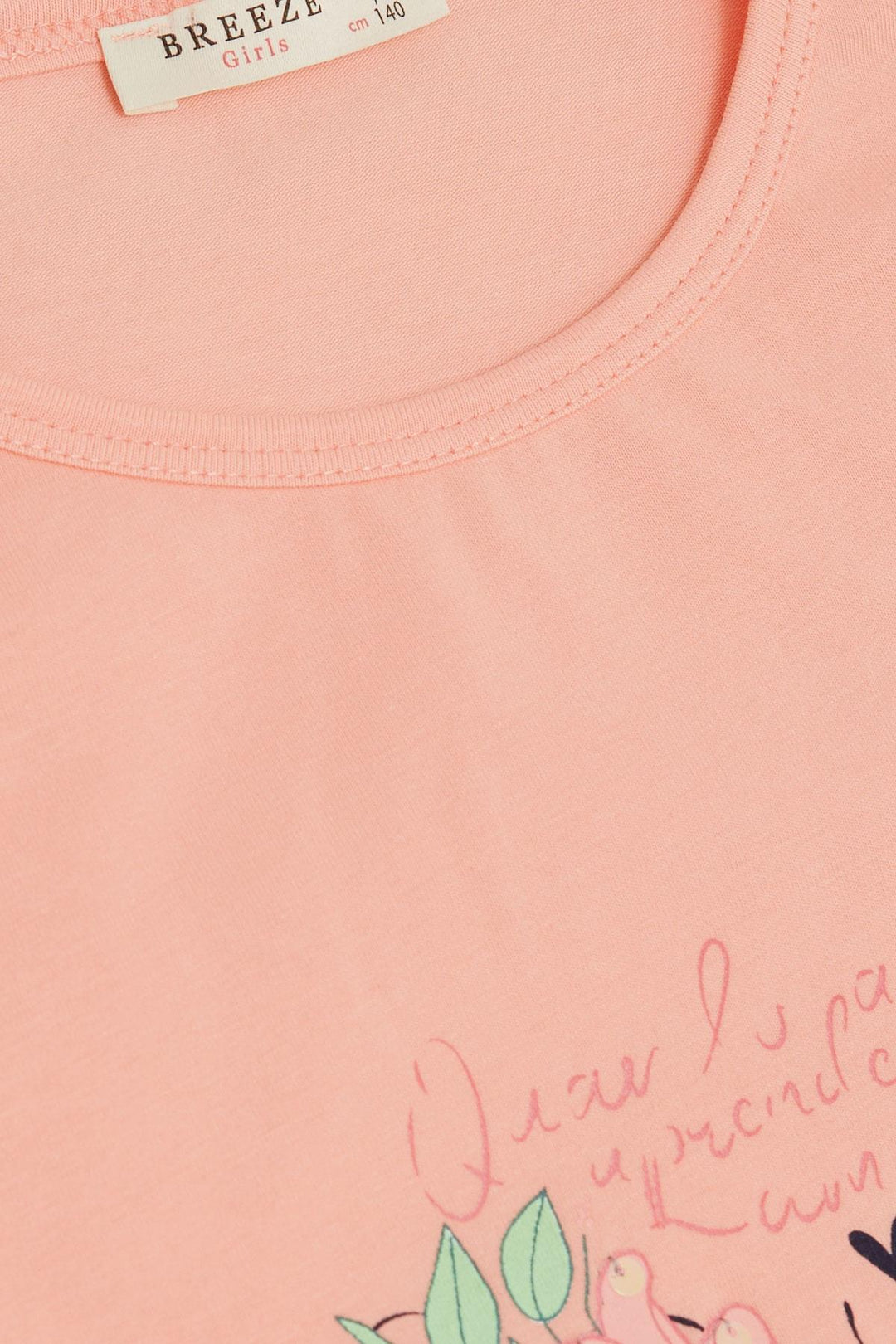 BRE Breeze Girl's T-shirt Butterfly Printed 106 Years, Salmon - Accrington