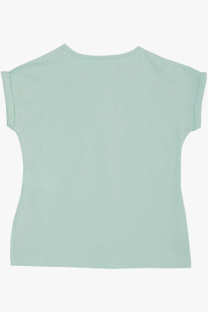 BRE Breeze Girl's T-shirt Butterfly Printed 106 Years, Aqua Green - Göppingen