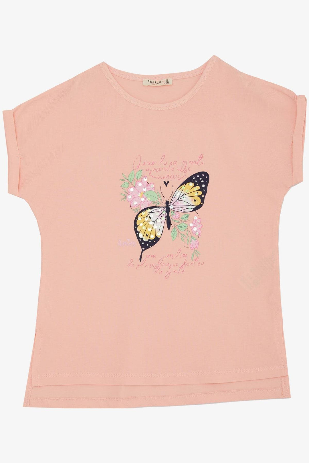 BRE Breeze Girl's T-shirt Butterfly Printed 106 Years, Pink - Ewell