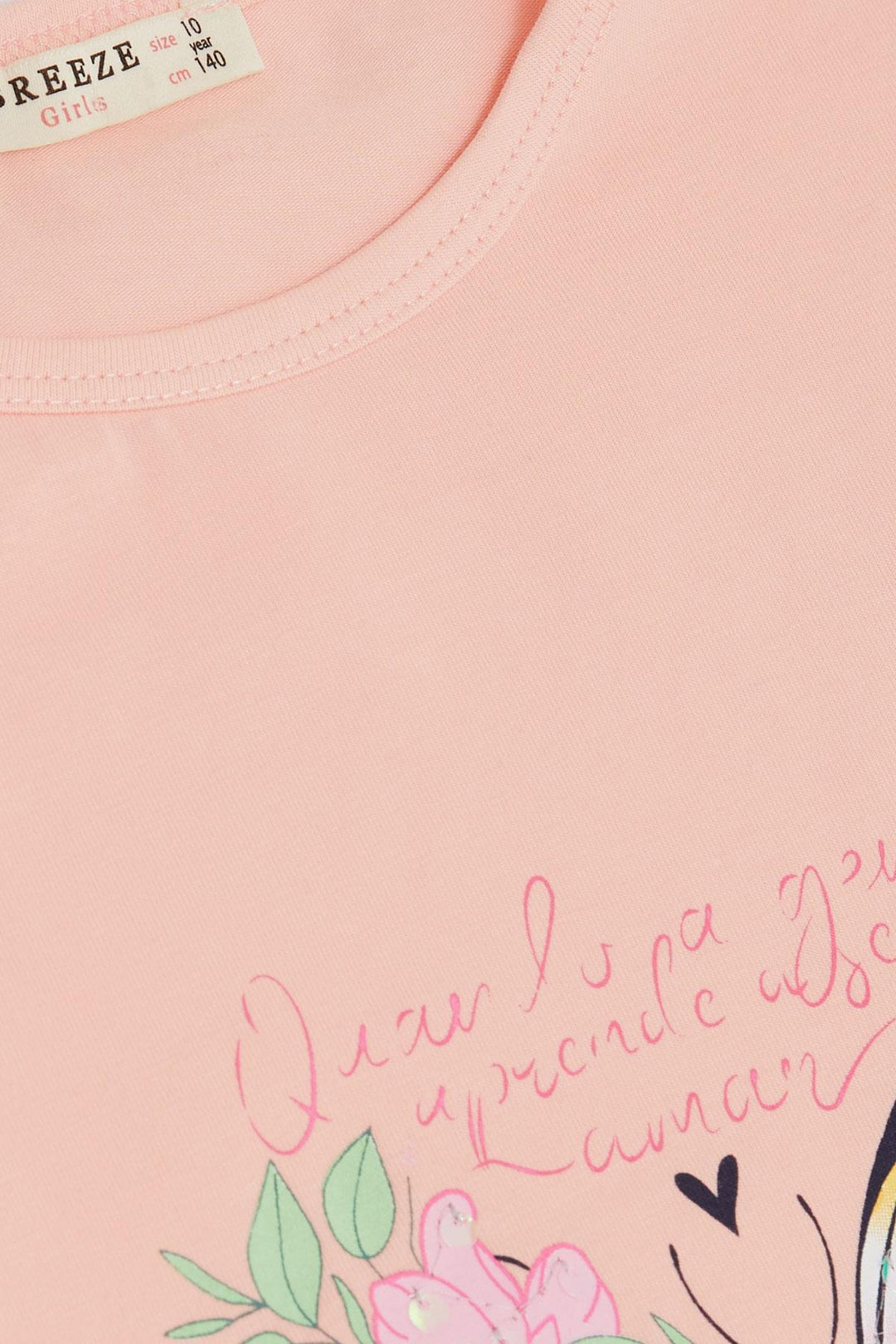 BRE Breeze Girl's T-shirt Butterfly Printed 106 Years, Pink - Ewell