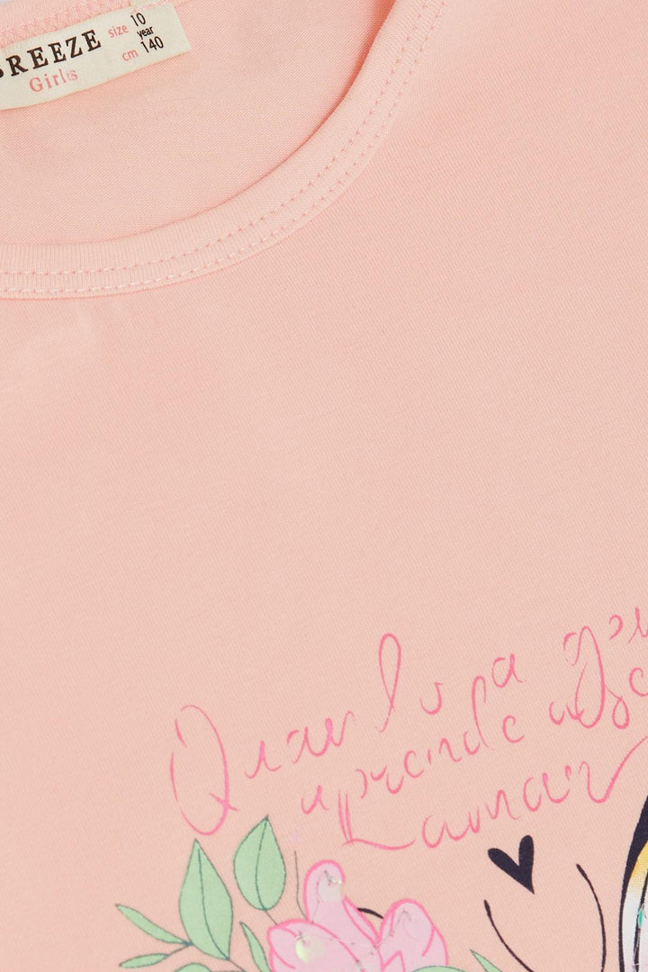 BRE Breeze Girl's T-shirt Butterfly Printed 106 Years, Pink - Ewell