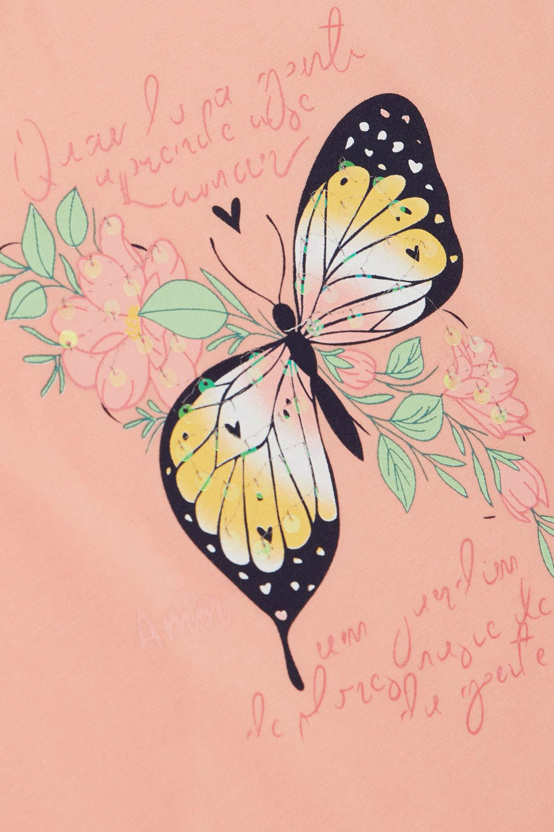 BRE Breeze Girl's T-shirt Butterfly Printed 106 Years, Salmon - Accrington