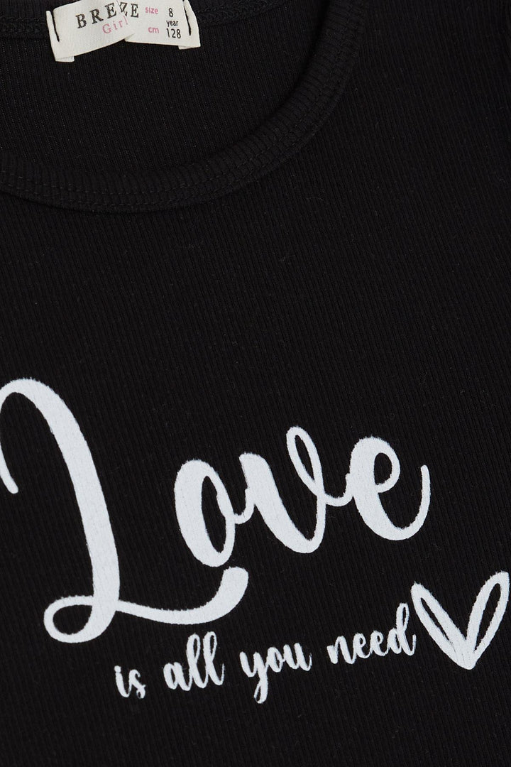 BRE Breeze Girl's T-shirt with Belt Length Text Print 84 Years, Black - Newark
