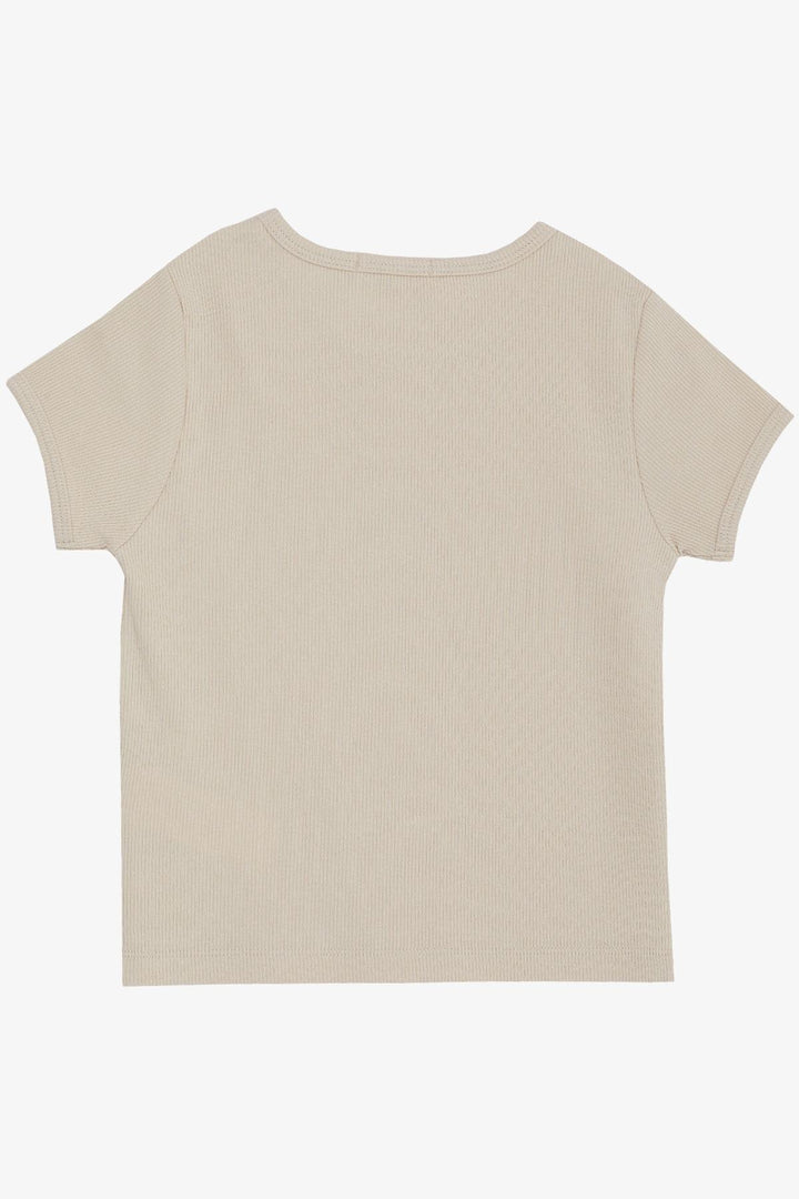 BRE Breeze Girl's T-shirt Belt Length Printed with Text 84 Years, Beige - Barneveld