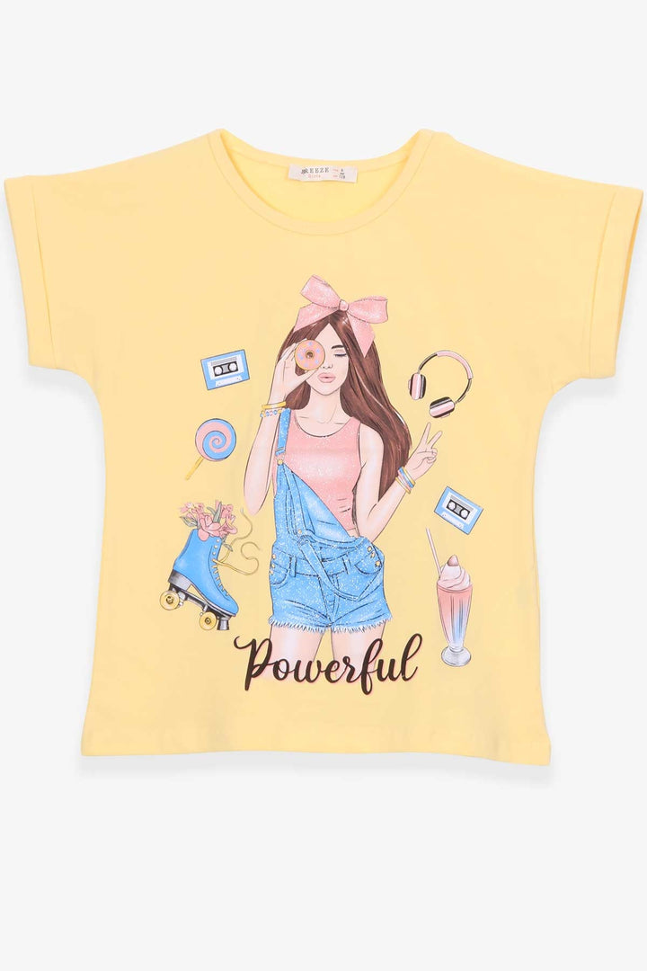 BRE Breeze Girl's T-shirt Girl Printed 84 Years, Yellow - Towson