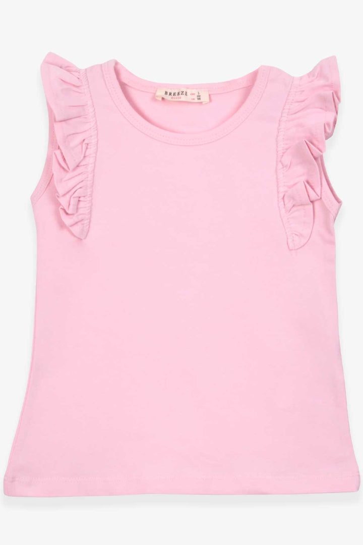 BRE Breeze Girl's T-Shirt with Frilly Sleeves, 3-7 Years, Powder - Novato