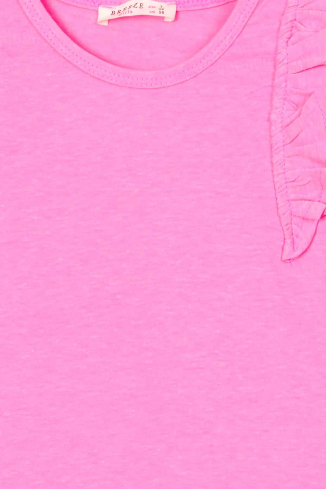 BRE Breeze Girl's T-Shirt with Frilly Sleeves, 3-7 Years, Neon Pink - Hempstead