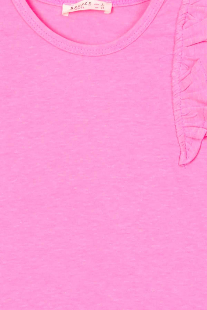 BRE Breeze Girl's T-Shirt with Frilly Sleeves, 3-7 Years, Neon Pink - Hempstead
