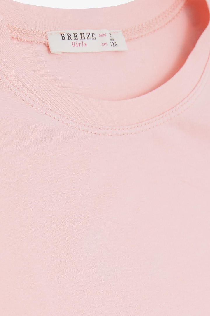 BRE Breeze Girl's T-shirt with Embroidered Lace Sleeves, 62 Years, Salmon - Petatlán