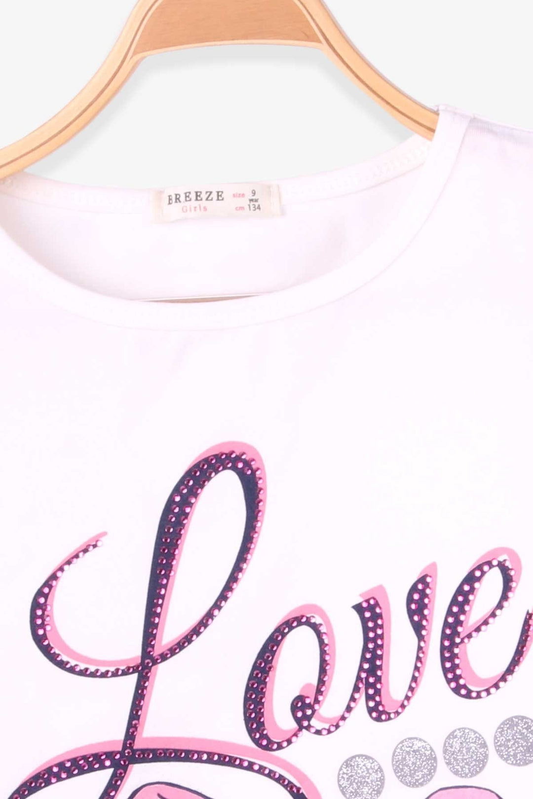 BRE Breeze Girl's T-shirt with Ribbon Print, 94 Years, Ecru - Prince Albert