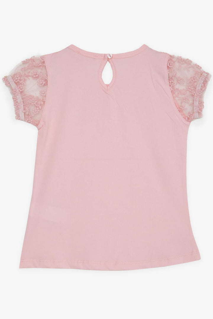 BRE Breeze Girl's T-shirt with Embroidered Sleeves Elasticated Tulle 50 Years, Pink - Stillwater