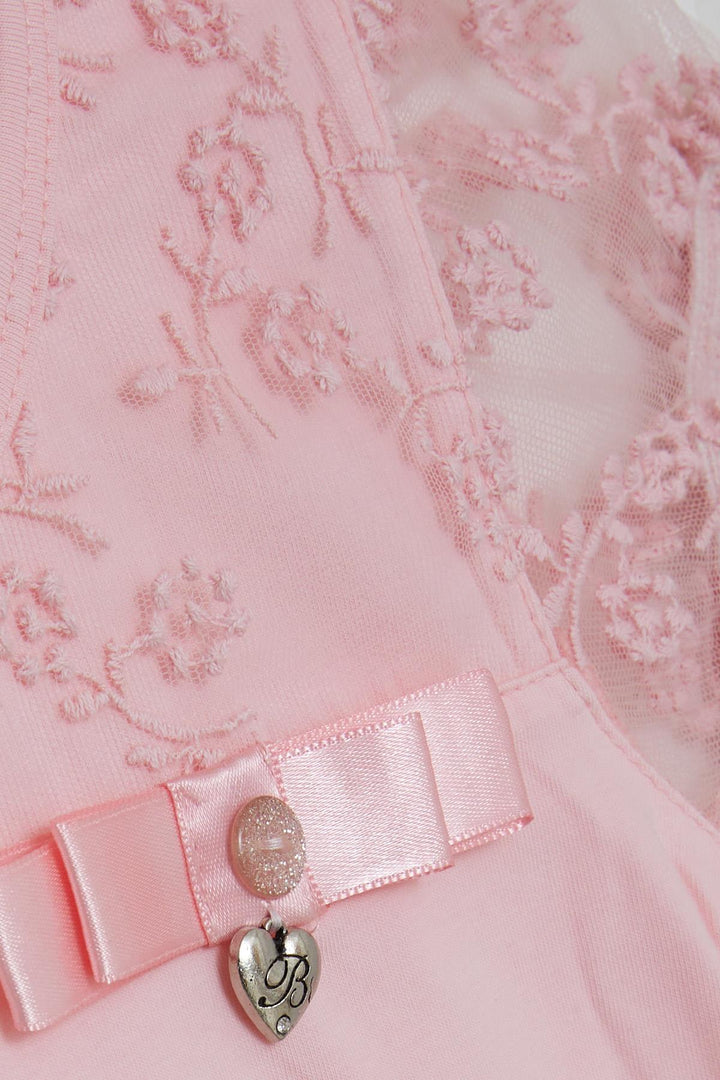 BRE Breeze Girl's T-shirt with Embroidered Sleeves Elasticated Tulle 50 Years, Pink - Stillwater