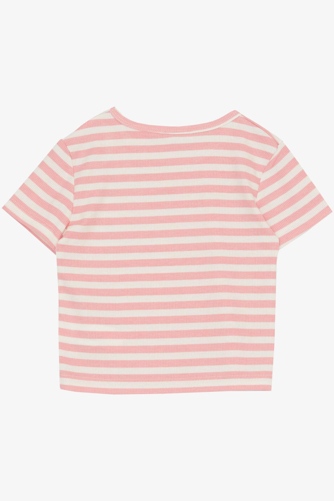 BRE Breeze Girl's T-shirt with Shoulder Detail, Emblem Belt Length 94 Years, Pink - Grand Junction