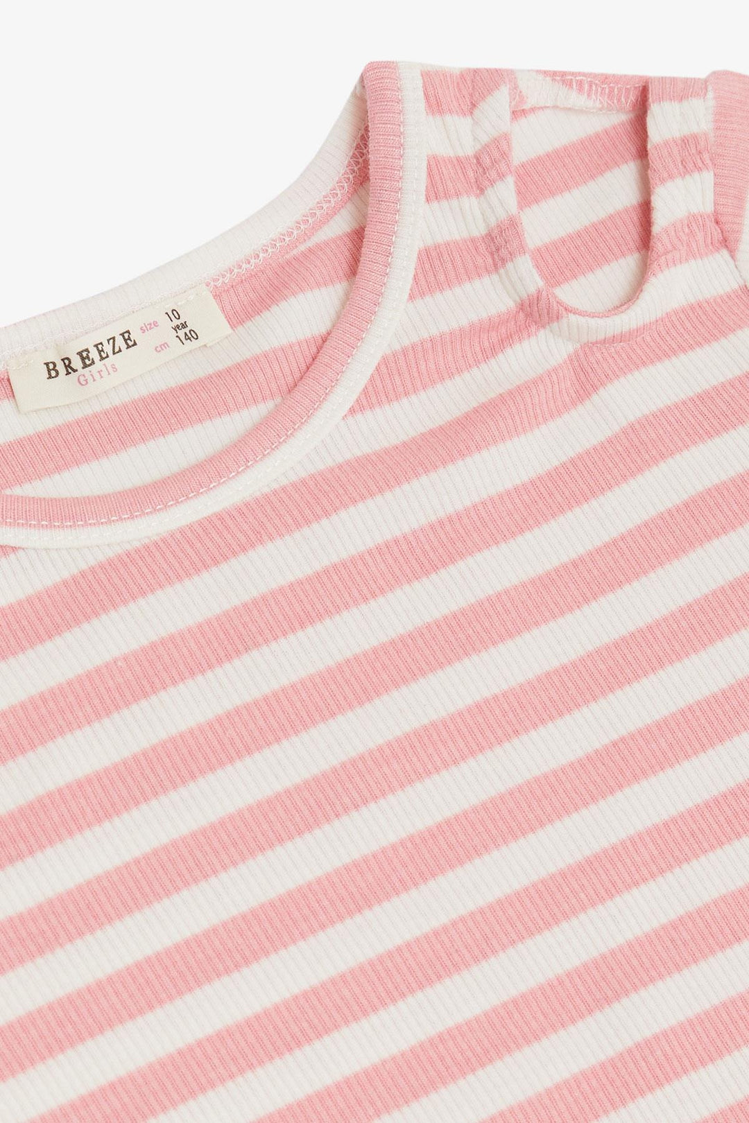 BRE Breeze Girl's T-shirt with Shoulder Detail, Emblem Belt Length 94 Years, Pink - Grand Junction