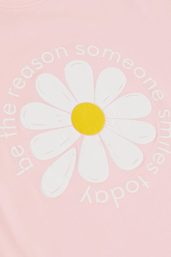 BRE Breeze Girl's T-shirt Daisy Printed 72 Years, Pink - Carrollton