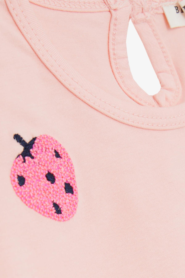BRE Breeze Girl's T-Shirt with Sequins Colorful Strawberry Print 1.5-5 Years, Salmon - Brixton