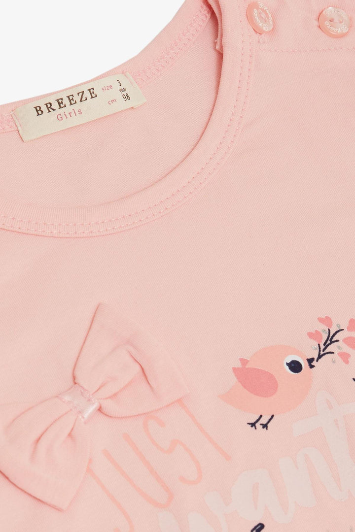 BRE Breeze Girl's T-Shirt Cute Bird Printed Heart 1-4 Years, Pink - Târgu-Mureş