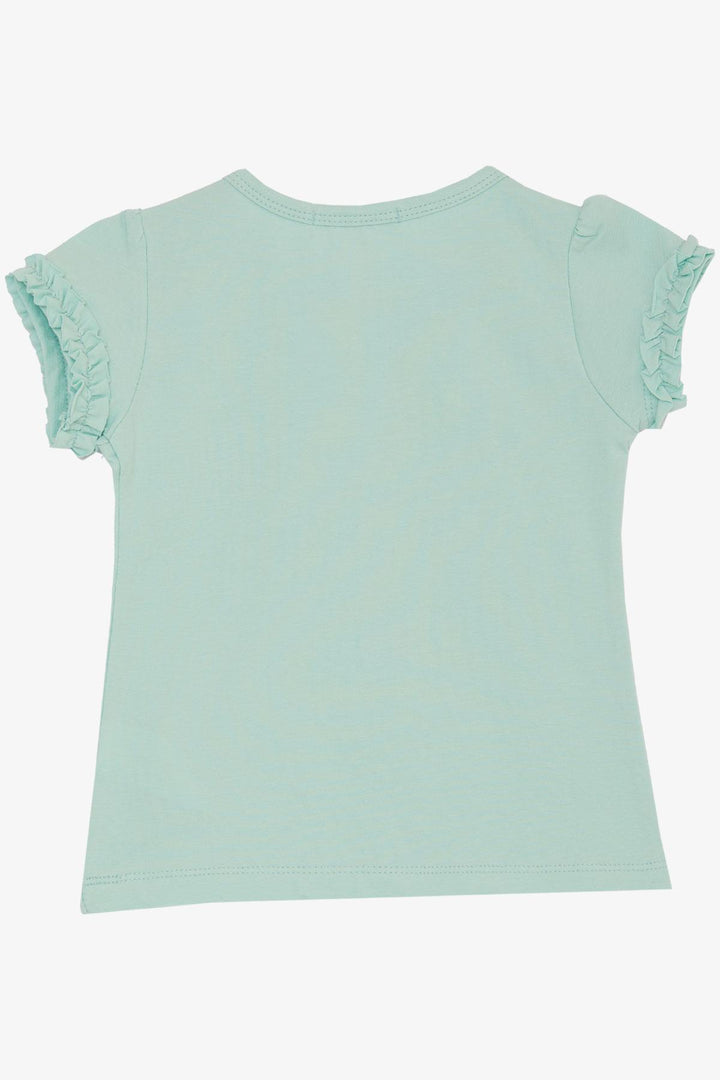 BRE Breeze Girl's T-Shirt Cute Bird Printed Heart 1-4 Years, Aqua Green - Gütersloh