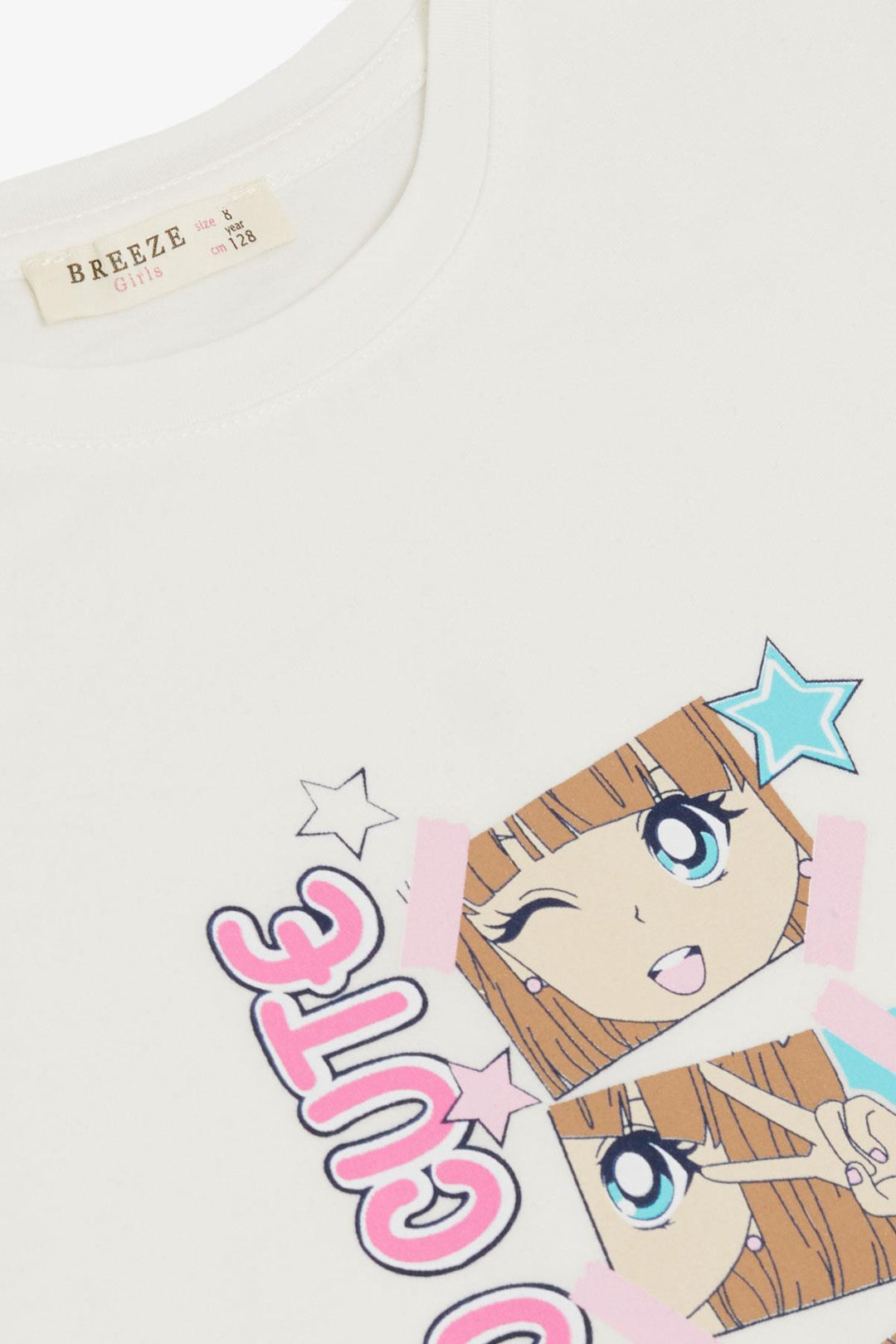 BRE Breeze Girl's T-shirt Cute Girl Printed Giving Cute Poses, 4-9 Years, Ecru - Sheffield