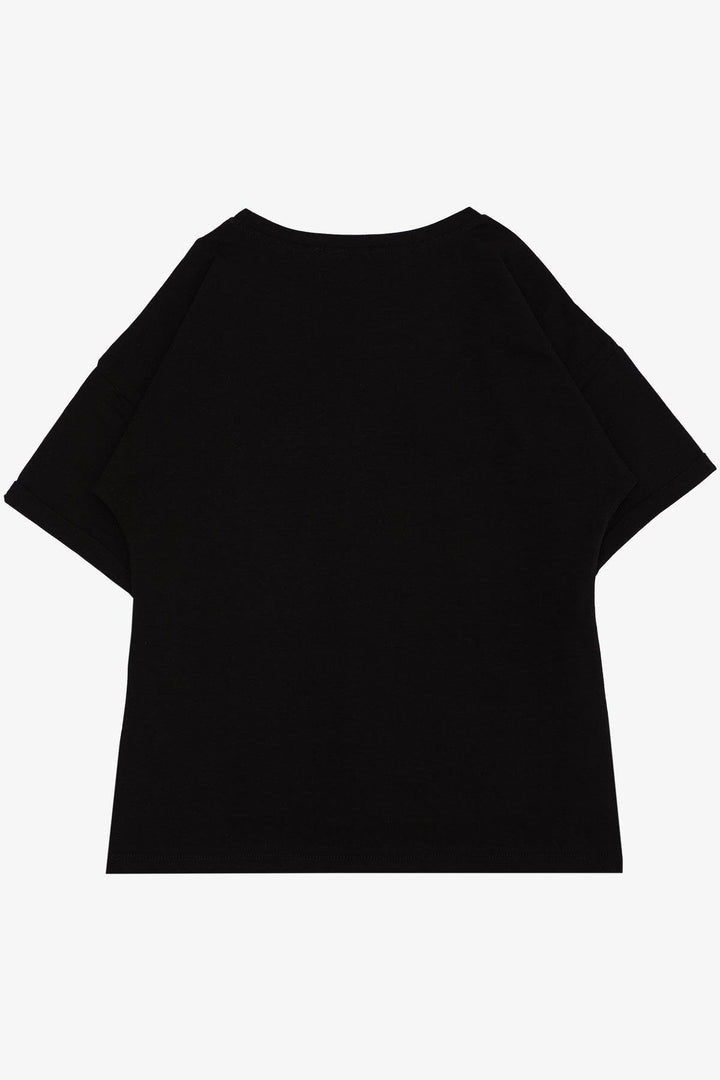 BRE Breeze Girl's T-Shirt with Smile Print and Rhinestones, 96 Years, Black - Ciudad Madero