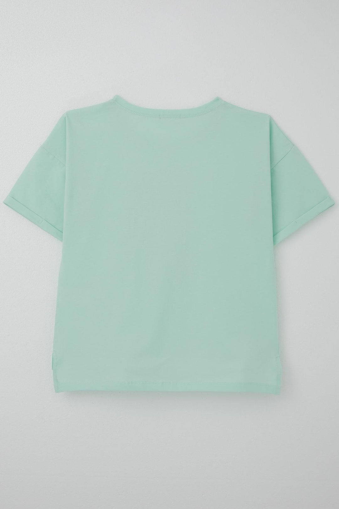 BRE Breeze Girl's T-shirt with Stone Accessories Flower Printed 96 Years, Aqua Green - Dudley