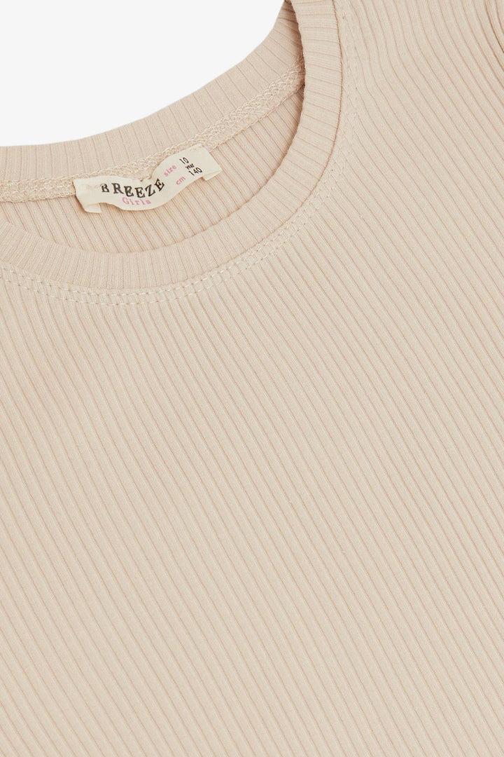 BRE Breeze Girl's T-shirt with Stone Fringes 94 Years, Beige - Middlesbrough