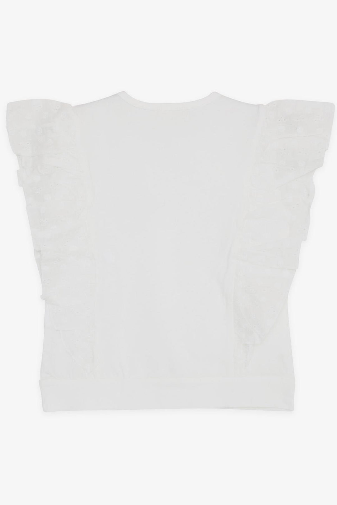 BRE Breeze Girl's T-shirt with Rhinestone Heart Print and Lace, 62 Years, Beige - Lugo