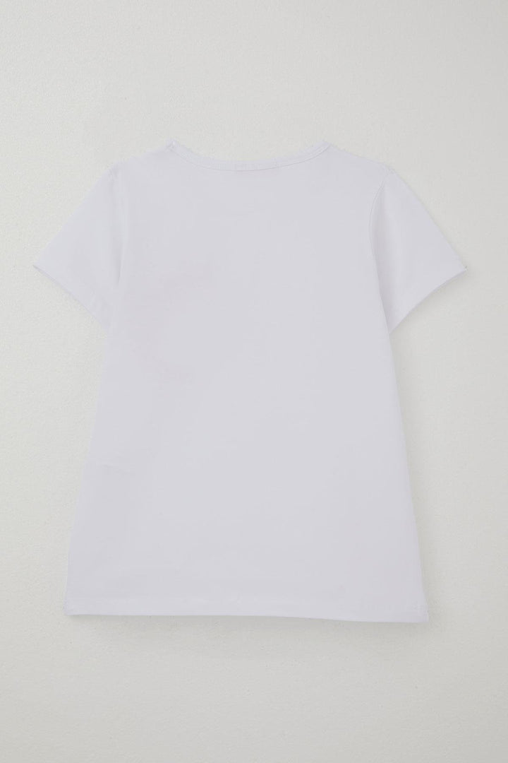 BRE Breeze Girl's T-shirt with Tulle Flower Accessories, 50 Years, White - Southend