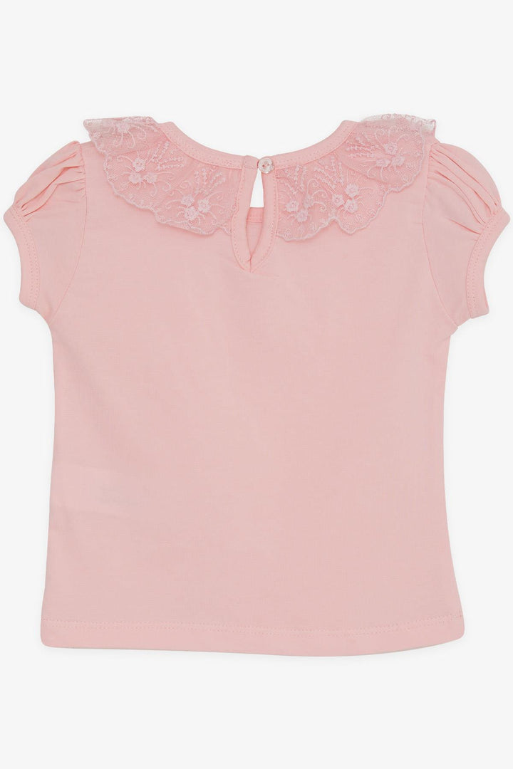 BRE Breeze Girl's T-shirt Collar with Lace Embroidery, 1-4 Years, Pink - Watertown Town