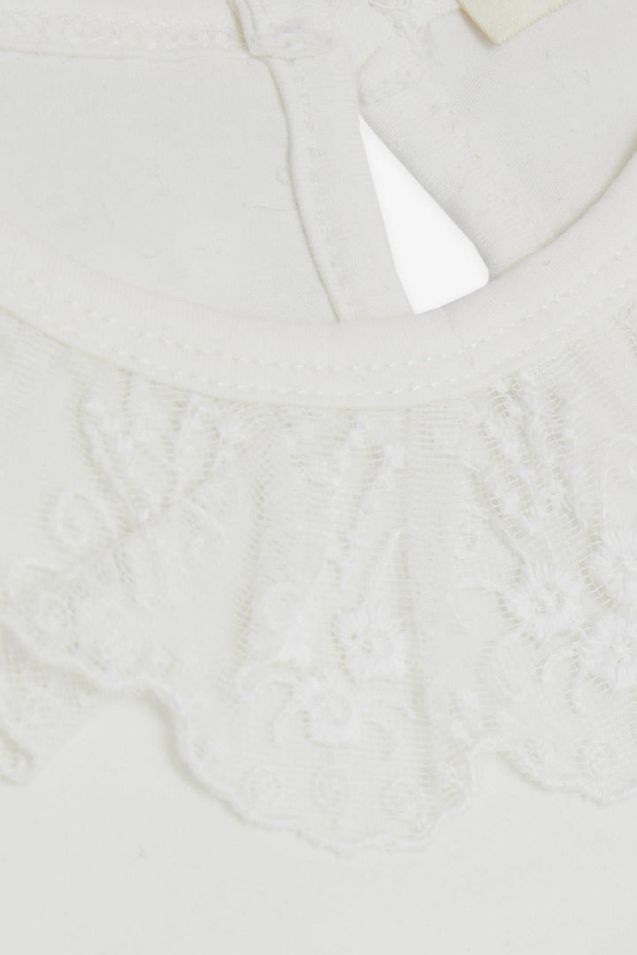 BRE Breeze Girl's T-shirt with Lace Embroidery Collar, 50 Years, Beige - Corato