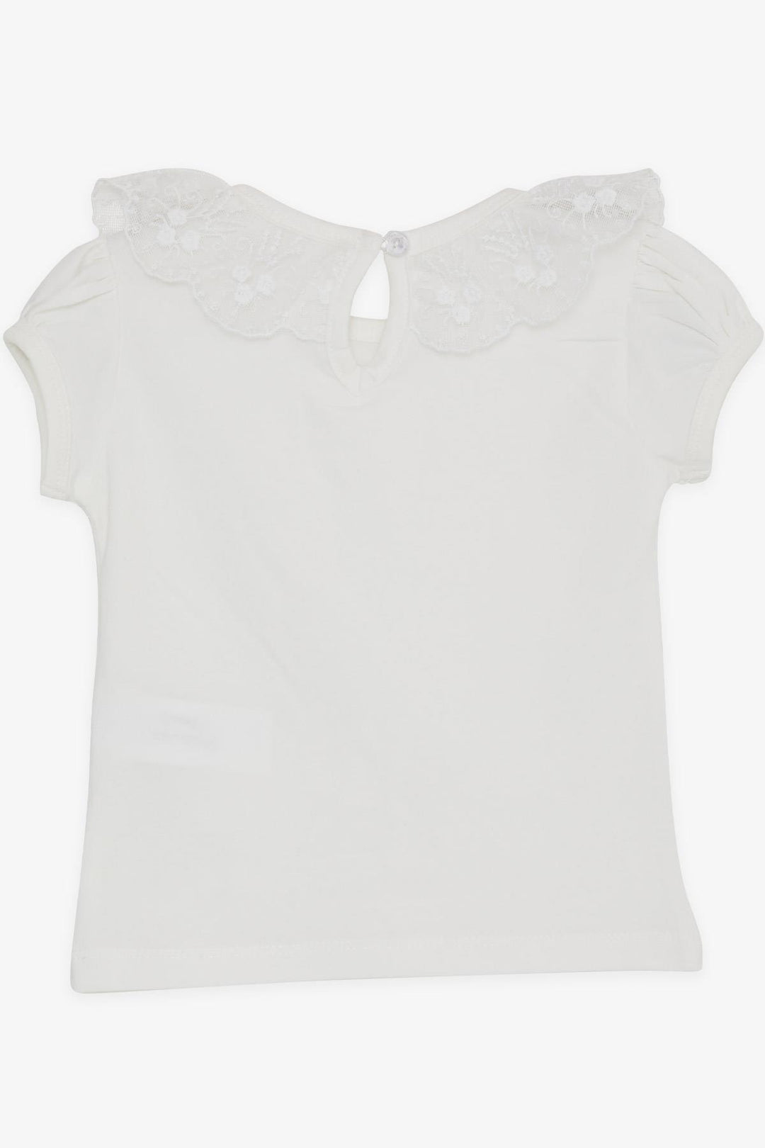 BRE Breeze Girl's T-shirt with Lace Embroidery Collar, 1-4 Years, Beige - Melbourne