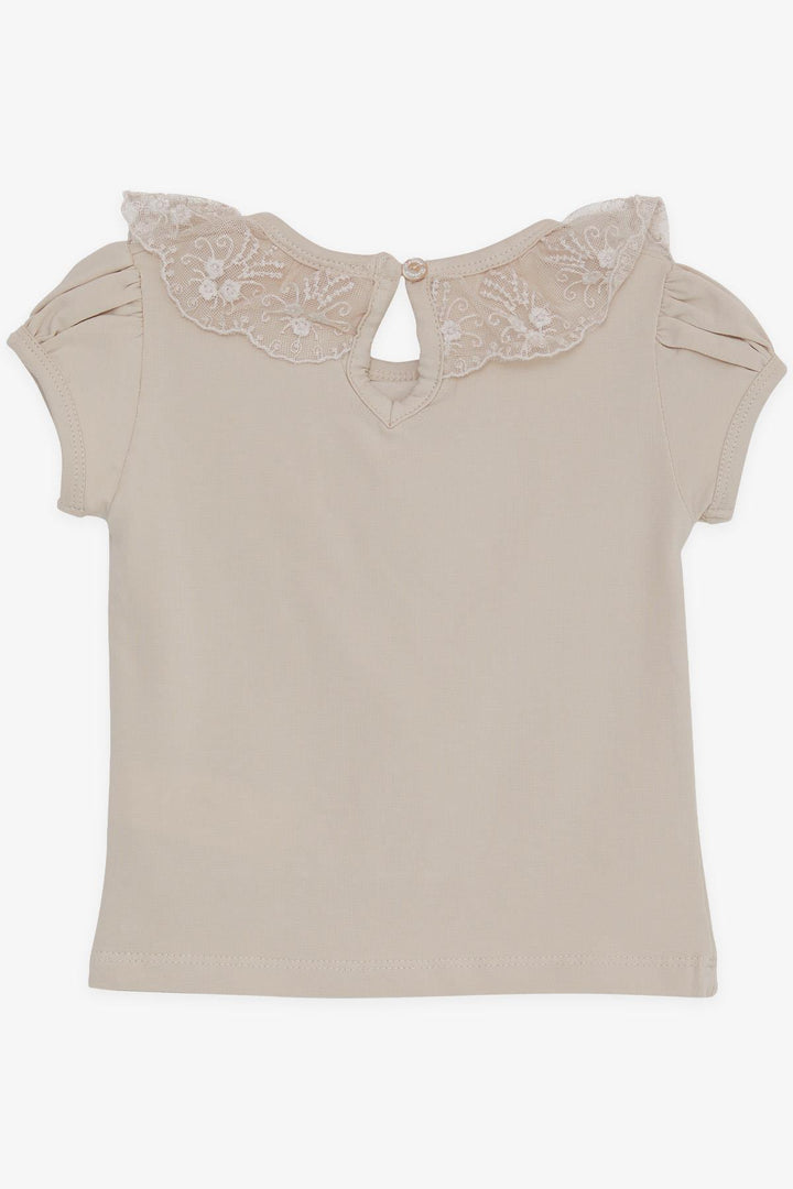 BRE Breeze Girl's T-shirt Collar with Lace Embroidery, 1-4 Years, Beige - Jaral del Progreso