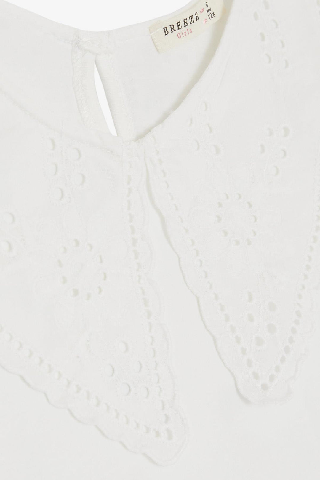 BRE Breeze Girl's T-shirt Collar with Lace Embroidery, 62 Years, Ecru - Haverstraw