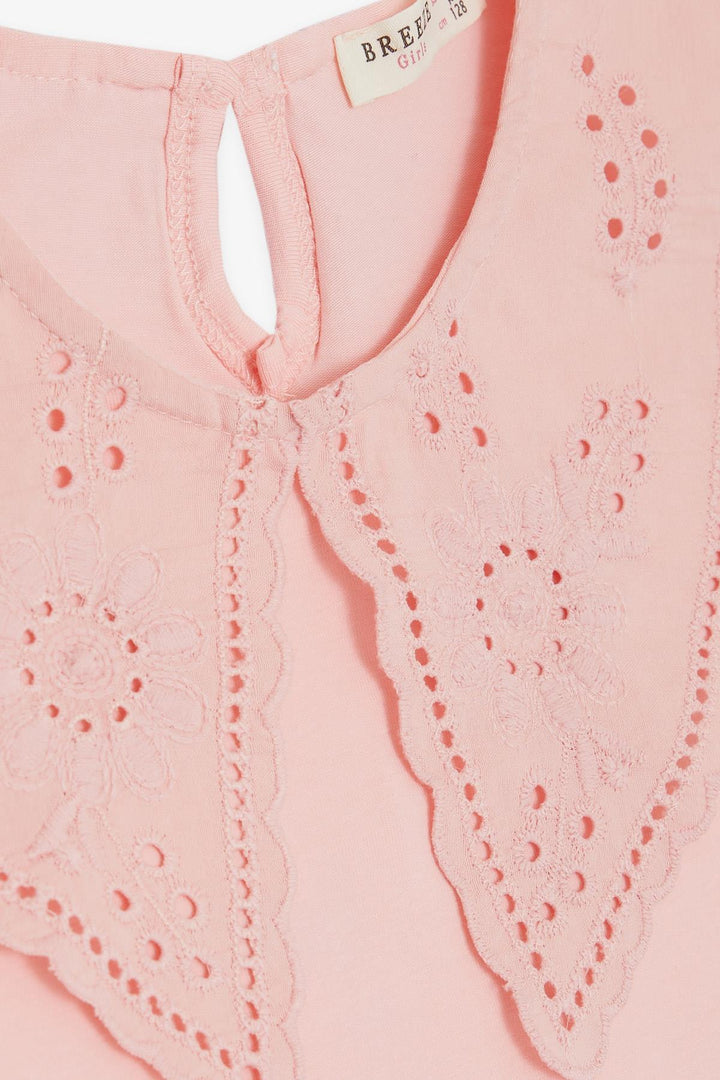 BRE Breeze Girl's T-shirt Collar with Lace Embroidery, 62 Years, Pink - Ercolano