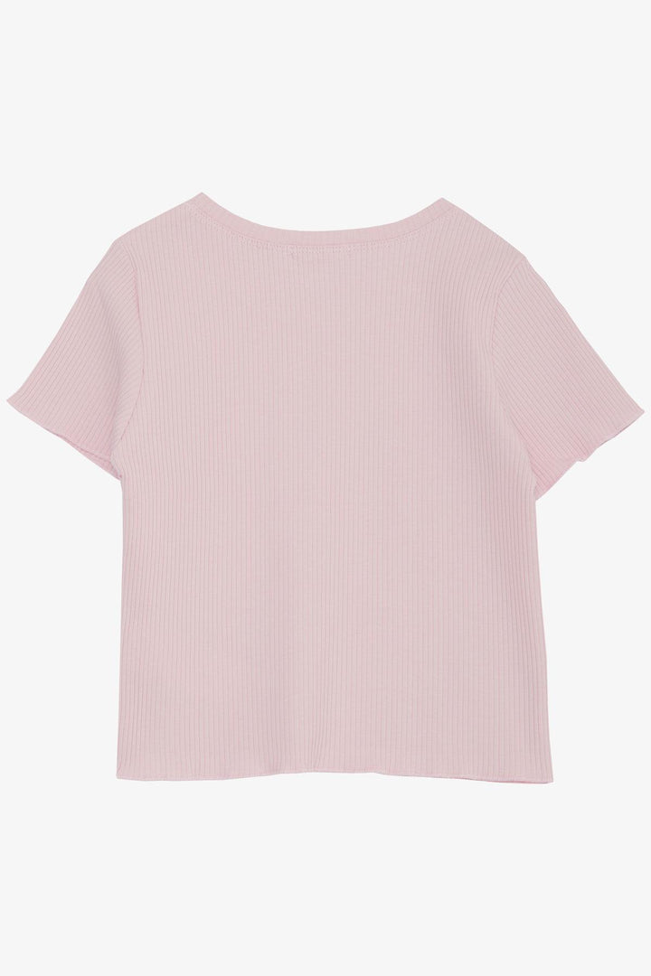 BRE Breeze Girl's T-shirt with Text Print Ribbed 84 Years, Pink - Castricum