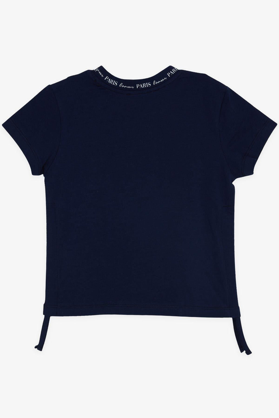 BRE Breeze Girl's T-Shirt with Printed Text, Glittery Sides with Ruffles, 94 Years, Navy Blue - Raalte