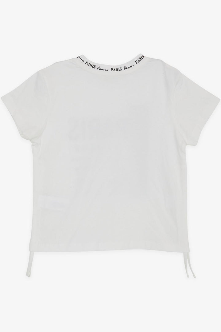 BRE Breeze Girl's T-Shirt with Printed Text, Glittery Sides with Ruffles, 94 Years, Ecru - Sinsheim