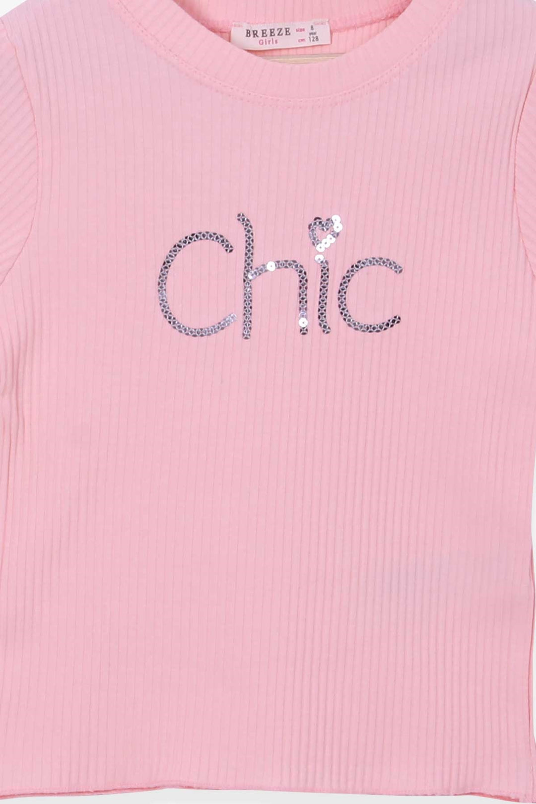 BRE Breeze Girl's T-shirt with Sequins 84 Years, Salmon - Kalinkavichy