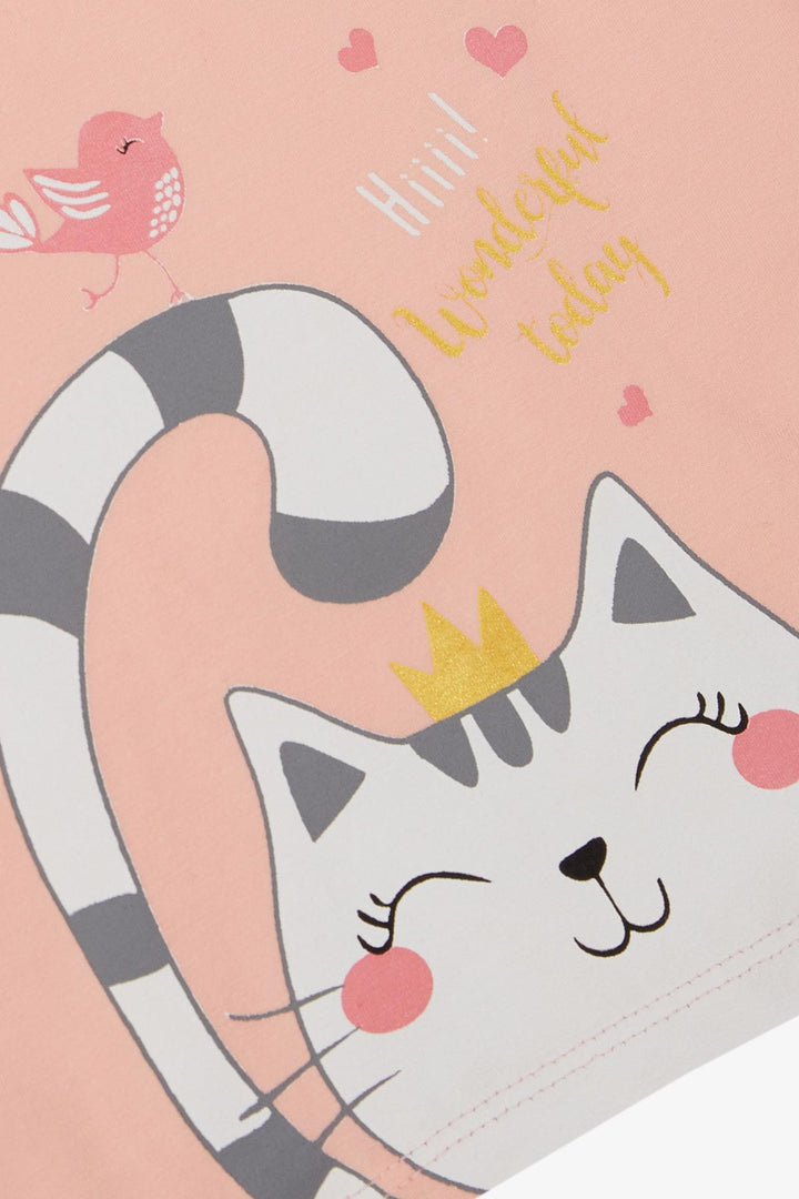 BRE Breeze Girl Child Tunic Dress Friendship Themed Princess Kitty Printed 1.5-5 Years, Salmon - Hoboken