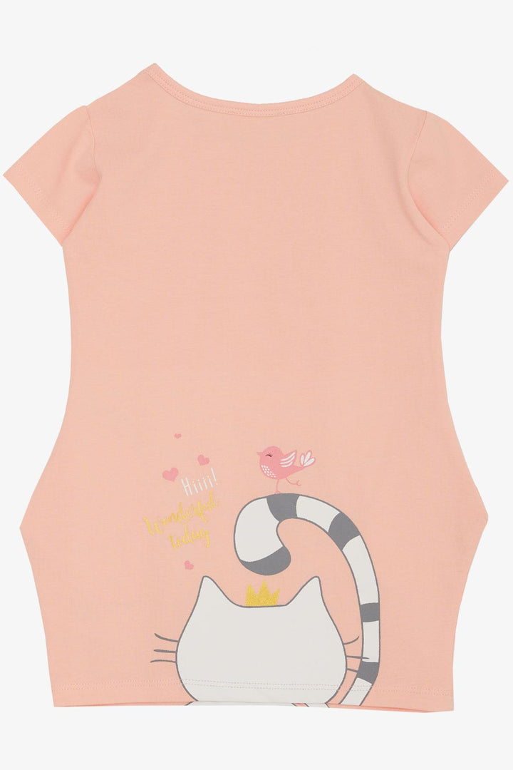BRE Breeze Girl Child Tunic Dress Friendship Themed Princess Kitty Printed 1.5-5 Years, Salmon - Hoboken