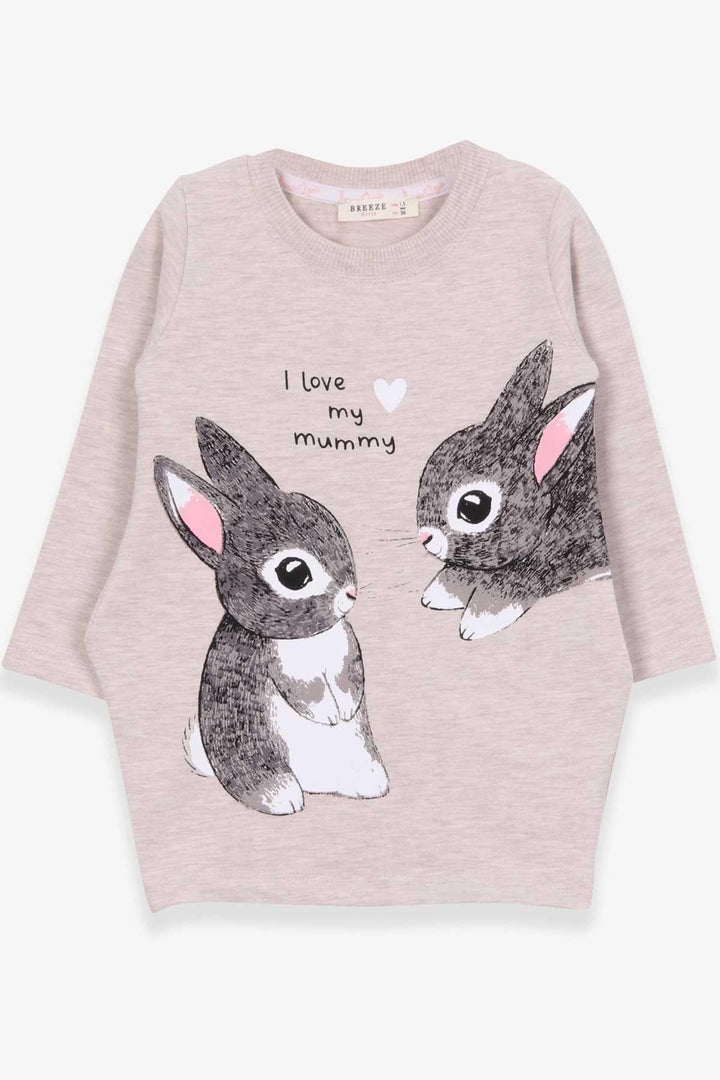 BRE Breeze Girl's Tunic with Rabbit Pattern 1.5-5 Years, Beige Melange - Wake Forest