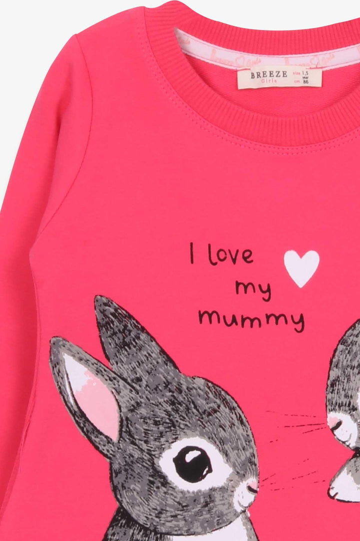 BRE Breeze Girl's Tunic with Rabbit Pattern 1.5-5 Years, Pink - Pomigliano d’Arco