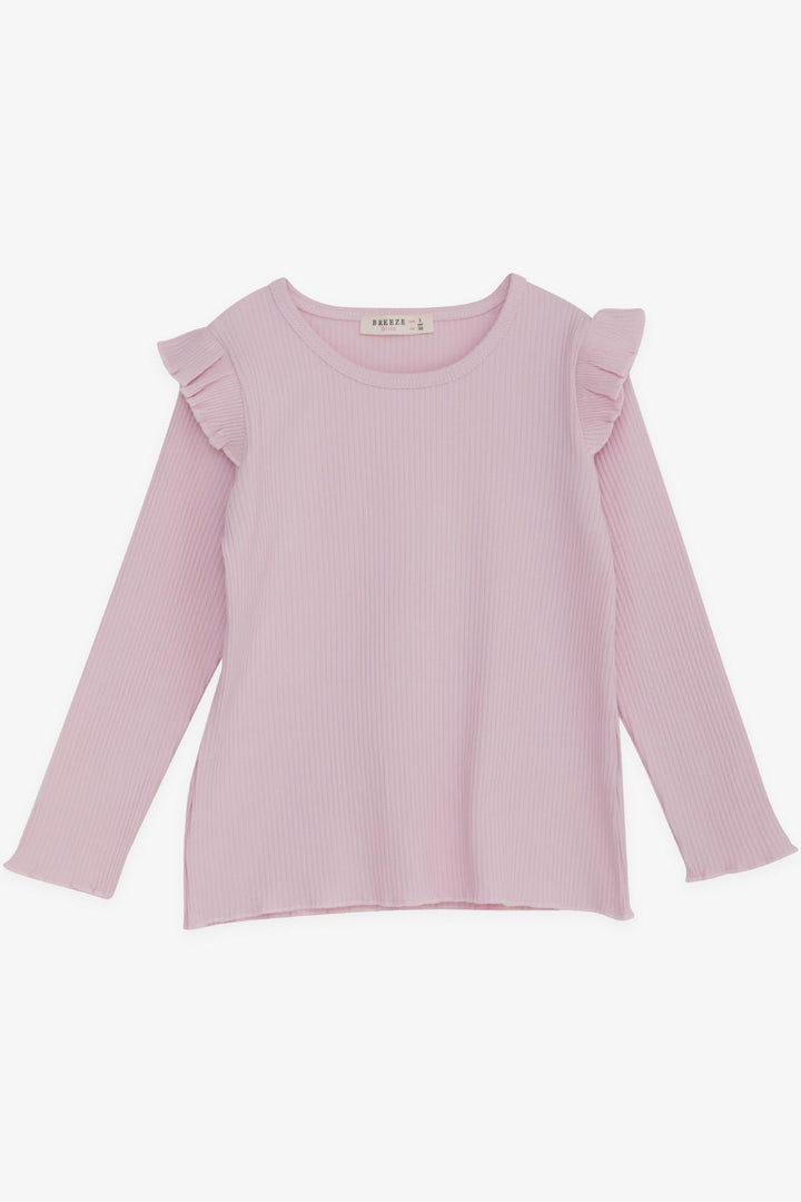 BRE Breeze Girl Child Long Sleeve Blouse with Frills, 2-6 Years, Pink - Corvallis