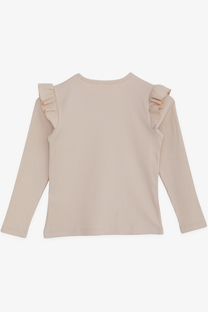 BRE Breeze Girl's Long Sleeve Blouse with Frills, 84 Years, Beige - Evere