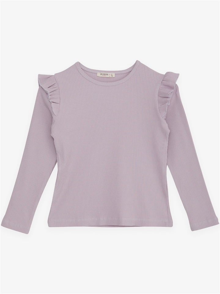 BRE Breeze Girl's Long Sleeve Frilly Blouse 84 Years, Light Lilac - Troyes
